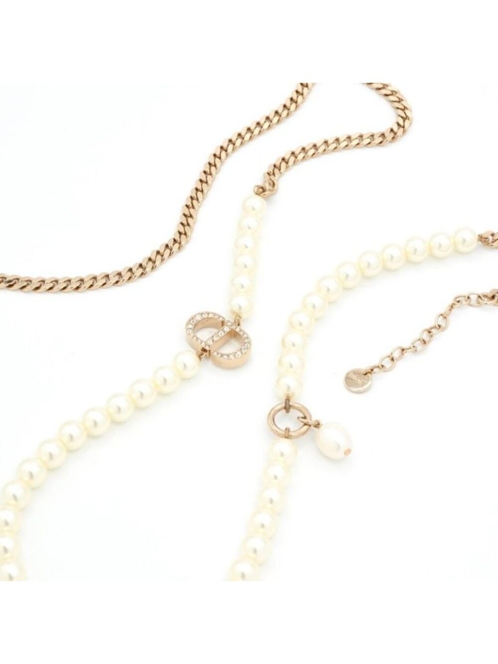 Dior 30 Motaigne Pendant Choker Gold CD Logo Longnecklace Rhinestone Necklace